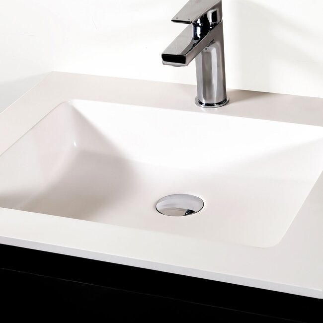 Badkamermeubelset 100 cm – Mat Zwart Onderkast + Keramische Wastafel