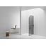 Aloni Curvy Inloopdouche 100×200 cm – Mat Zwart 8 mm Rookglas Veiligheidsglas