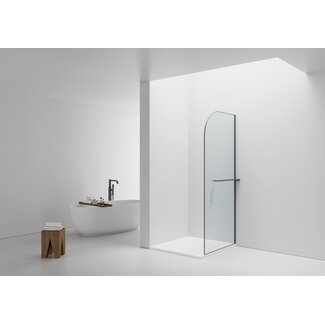 Aloni Inloopdouche Curvy 100 x 200 cm, 8 mm veiligheidsglas met gunmetal profiel