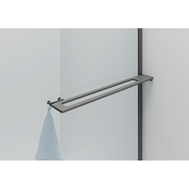 Aloni Inloopdouche Curvy 100 x 200 cm, 8 mm veiligheidsglas met gunmetal profiel