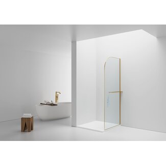 Aloni Inloopdouche Curvy 100 x 200 cm, 8 mm veiligheidsglas met geborsteld goud profiel