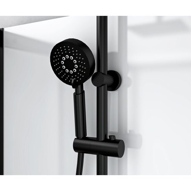 Complete douchecabine met draaideur - omkeerbaar - Mat zwart rookglas - 80x80x225cm