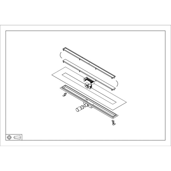 Douchegoot 70 cm met flens en omkeerbaar tegelrooster – Geborsteld RVS