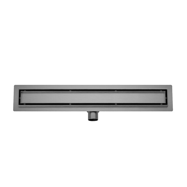 Douchegoot 70 cm met flens en tegelrooster gunmetal PVD