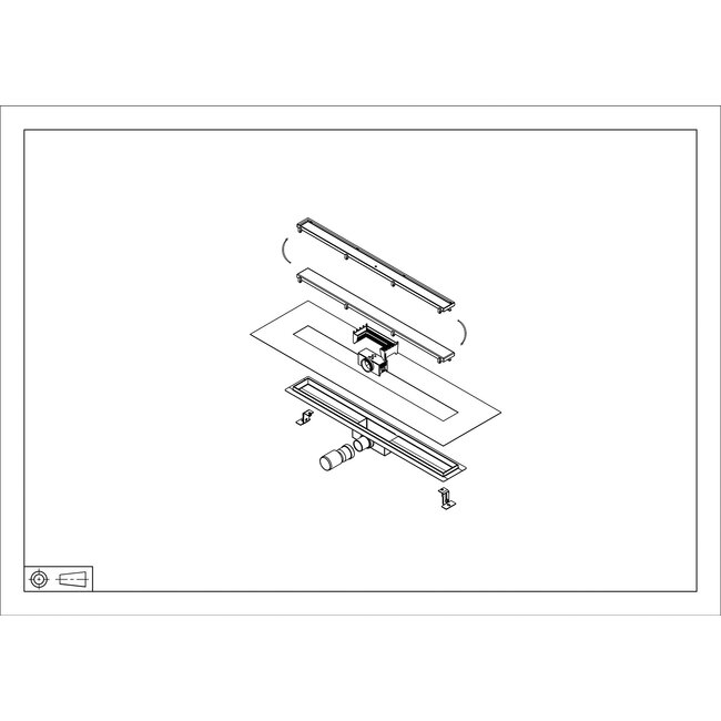 Douchegoot met flens & tegelrooster – Gunmetal PVD – 100 cm