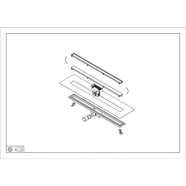 Douchegoot met flens & tegelrooster – Mat Zwart – 80 cm