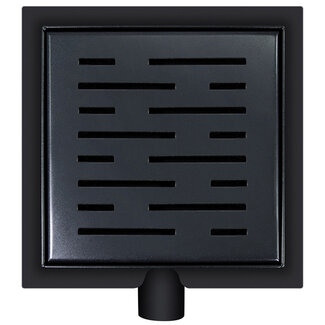 Doucheput 20 x 20 cm met flens en zijuitlaat mat zwart