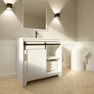 Badkamermeubel Country Side 80 cm met Keramische Wastafel – Tijdloos Wit