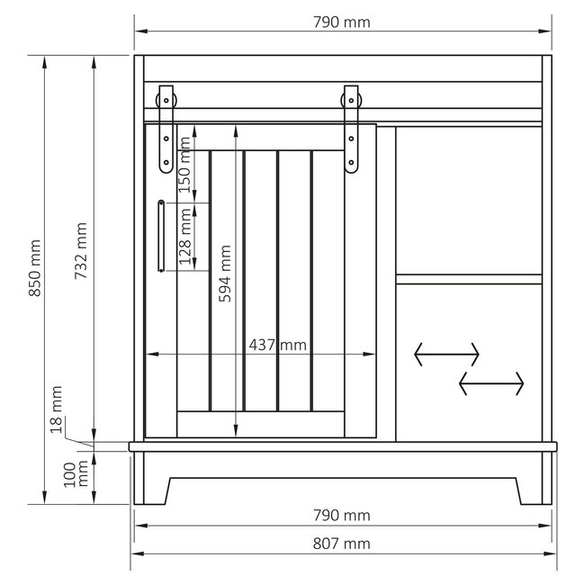 Differnz Country Side badkamermeubel 80 cm wit met glanswitte wastafel