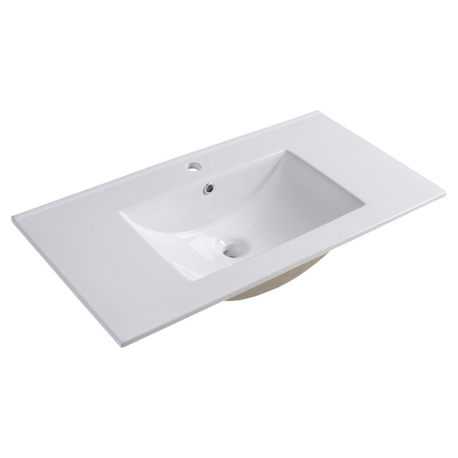 Badkamermeubel Country Side 80 cm met Keramische Wastafel – Tijdloos Wit