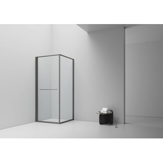 Douchecabine Inslide 90 x 90 cm met inwaarts openende schuifdeur, helder glas met gunmetal profiel
