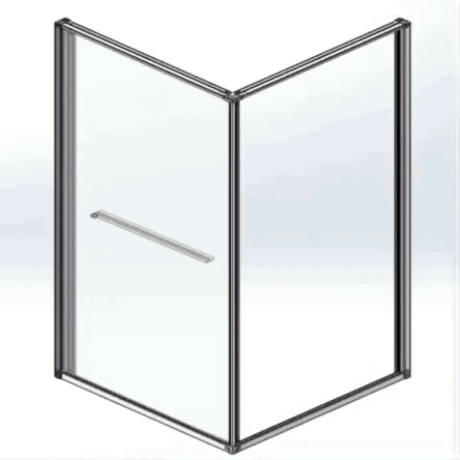 Douchecabine Inslide 90 x 90 cm met inwaarts openende schuifdeur, helder glas met gunmetal profiel