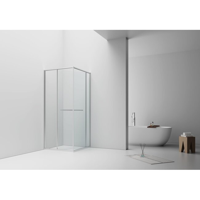 Douchecabine Inslide 90 x 90 cm met inwaarts openende schuifdeur, helder glas met chroom profiel
