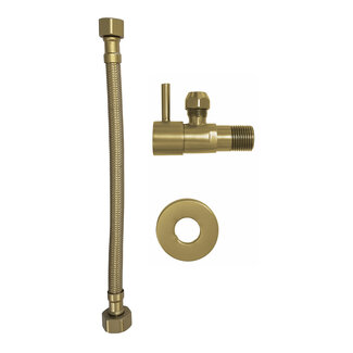 Hoekstopkraan 1/2"x3/8" met flexibele aansluitslang 1/2"x3/8" 25 cm geborsteld messing