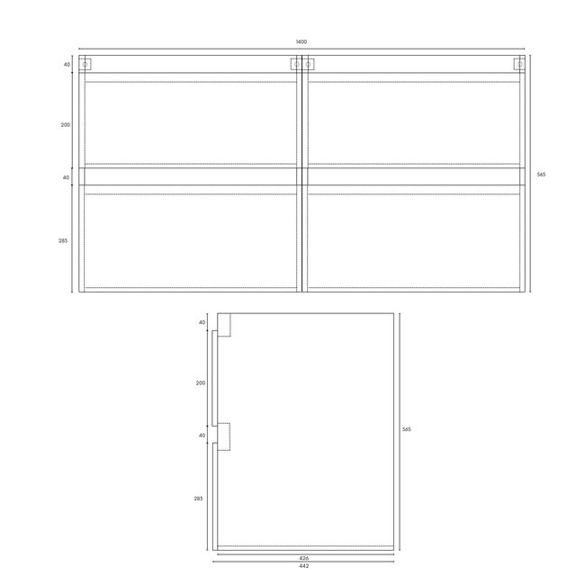 Badkamermeubelset "Lavita-140" Espresso Brown onderkast + Espresso Brown meubelblad 140cm