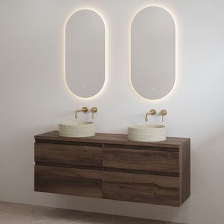 Badkamermeubelset "Lavita-160" Espresso Brown onderkast + Espresso Brown meubelblad 160cm