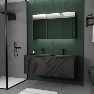 Design Collection Paris badkamermeubel 120 cm mat zwart met mat zwarte wastafel