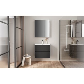 Aloni Hayat badkamermeubel 60 cm mat zwart met wastafel