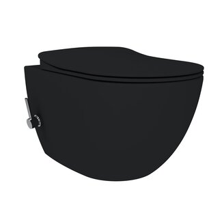 Randloos Hangtoilet met Bidetfunctie en Toiletzitting – Mat Zwart – Soft-Close & Quick-Release