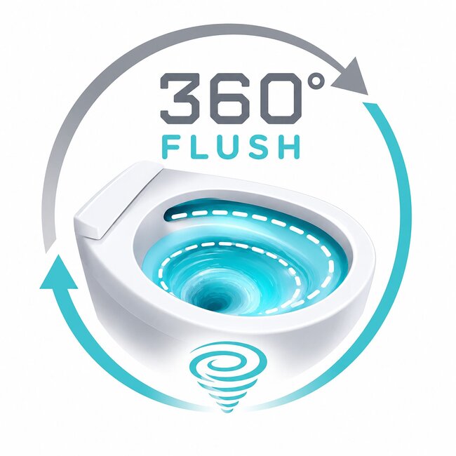Randloos Hangtoilet met Tornado Flush en Toiletzitting – Glans Wit – Soft-Close & Quick-Release