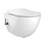 Randloos Hangtoilet met BidRandloos Hangtoilet met Bidetfunctie voor Koud & Warm Water en Toiletzitting – Glans Wit – Soft-Close & Quick-Releaseetfunctie, Verborgen Bevestiging en Toiletzitting – Glans Wit – Soft-Close & Quick-Release
