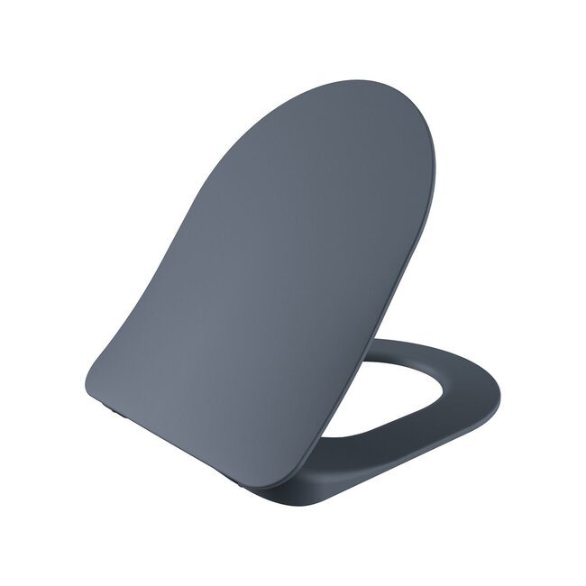 Randloos Hangtoilet met Verborgen Bevestiging en Toiletzitting – Mat Basalt – Soft-Close & Quick-Release