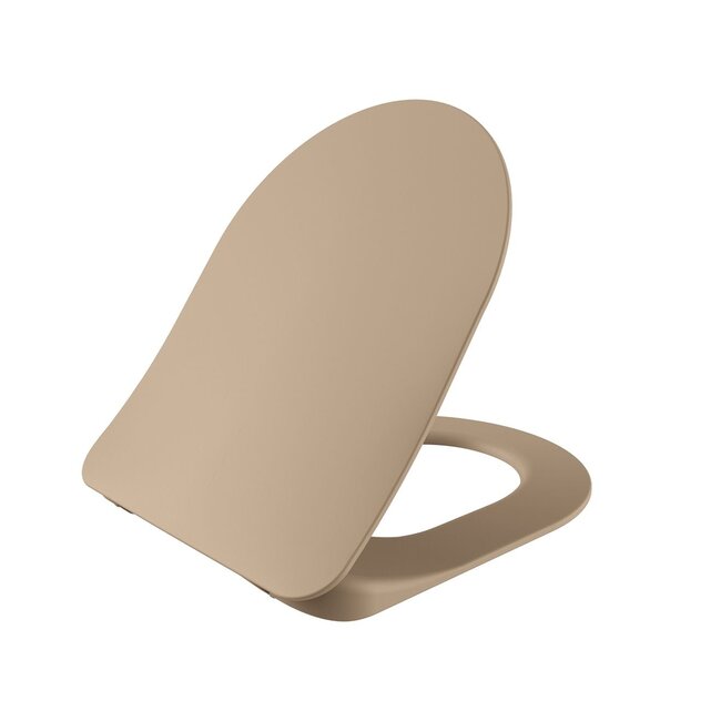 Randloos Hangtoilet met Verborgen Bevestiging en Toiletzitting – Mat Cappuccino – Soft-Close & Quick-Release