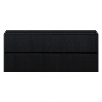 Fabriecio Liverpool badkamermeubel 120 cm zwart met houtnerf met witte wastafel en kraangat