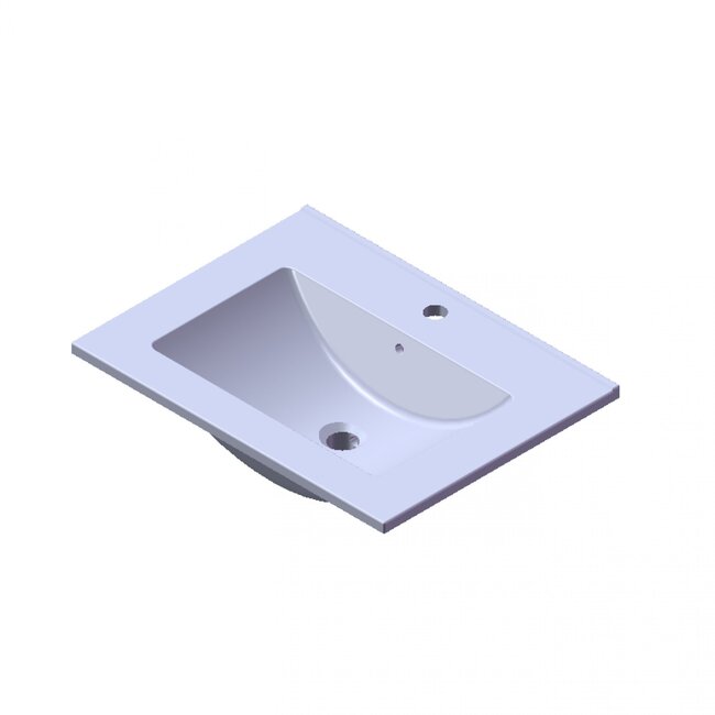 Fabriecio Liverpool badkamermeubel 60 cm grijs met witte wastafel en kraangat