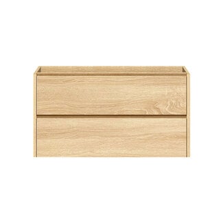 Fabriecio Liverpool badkamermeubel 90 cm natural oak met witte wastafel zonder kraangat