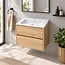 Fabriecio Liverpool badkamermeubel 60 cm natural oak met mat witte wastafel en kraangat