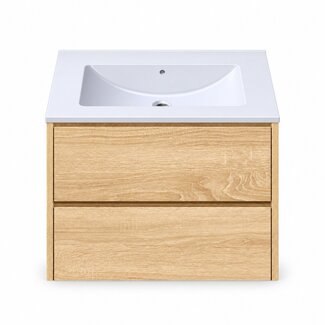 Fabriecio Liverpool badkamermeubel 60 cm natural oak met witte wastafel zonder kraangat