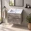 Fabriecio Liverpool badkamermeubel 60 cm steen met mat witte wastafel en kraangat