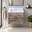 Fabriecio Liverpool badkamermeubel 60 cm steen met witte wastafel en kraangat