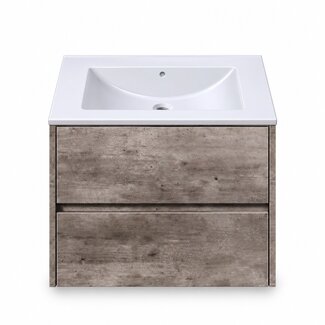 Fabriecio Liverpool badkamermeubel 60 cm steen met witte wastafel zonder kraangat