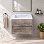 Fabriecio Liverpool badkamermeubel 60 cm steen met witte wastafel zonder kraangat