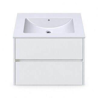 Fabriecio Liverpool badkamermeubel 60 cm hoogglans wit met witte wastafel zonder kraangat