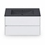 Fabriecio Liverpool badkamermeubel 80 cm hoogglans wit met mat zwarte wastafel zonder kraangat