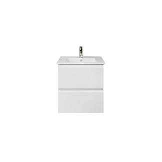 Aloni Sally XL badkamermeubel 60 cm hoogglans wit met witte wastafel