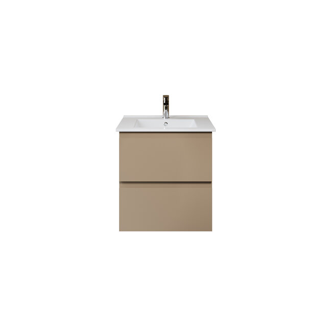 Aloni Sally XL badkamermeubel 60 cm zand met witte wastafel