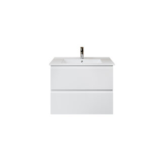 Aloni Sally XL badkamermeubel 80 cm hoogglans wit met witte wastafel