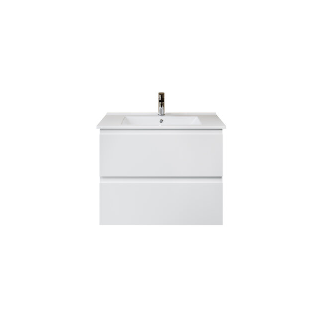 Aloni Sally XL badkamermeubel 80 cm hoogglans wit met witte wastafel