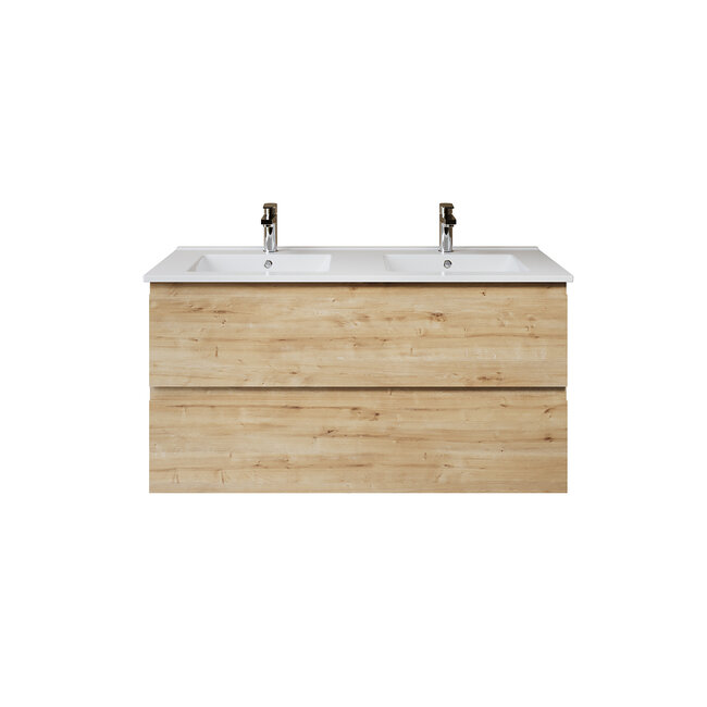 Aloni Sally XL badkamermeubel 120 cm safir met dubbele witte wastafel
