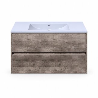Fabriecio Liverpool badkamermeubel 90 cm steen met mat witte wastafel zonder kraangat