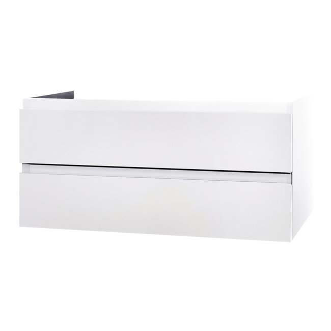 Aloni Sally badkamermeubel 120 cm hoogglans wit met dubbele witte wastafel