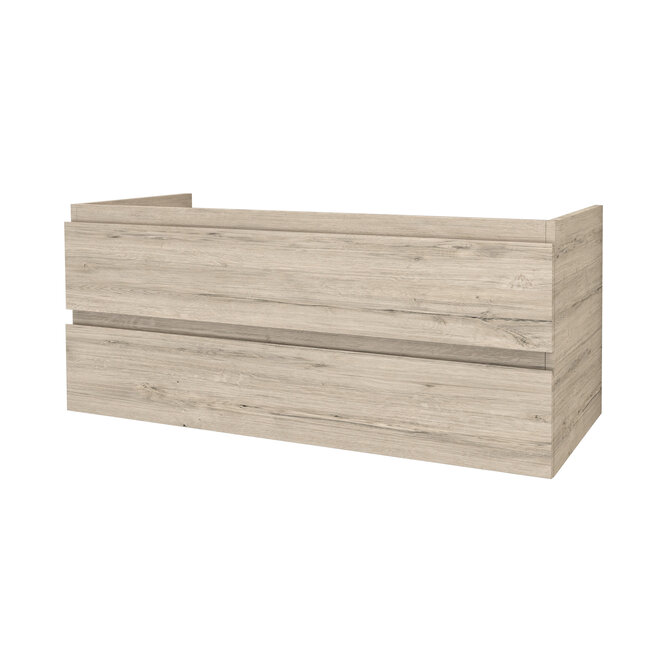 Aloni Sally badkamermeubel 120 cm licht hout met dubbele witte wastafel