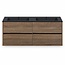 Fabriecio Liverpool badkamermeubel 120 cm hout met mat zwarte wastafel en kraangat