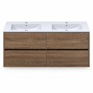 Fabriecio Liverpool badkamermeubel 120 cm hout met witte wastafel en kraangat