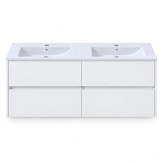 Fabriecio Liverpool badkamermeubel 120 cm hoogglans wit met witte wastafel en kraangat