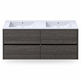 Fabriecio Liverpool badkamermeubel 120 cm grijs met witte wastafel zonder kraangat